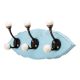 Turquoise Black Double Loop Ceramic Iron Wooden Hooks